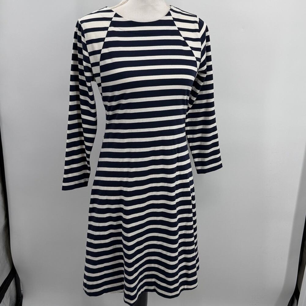 NWT J. Crew Navy and White Striped Long Sleeve Dress Small New with Tag Video